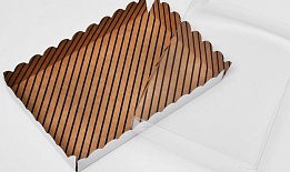 Коробочка для печенья с PVC крышкой "Полоски", крафт, 22 х 15 х 3 см