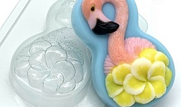 8 Марта / Фламинго с цветами пластиковая форма 1 шт
